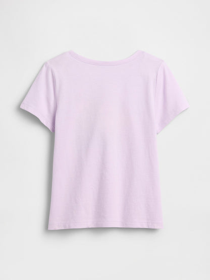 Lila B-day Grafik Baskılı T-shirt