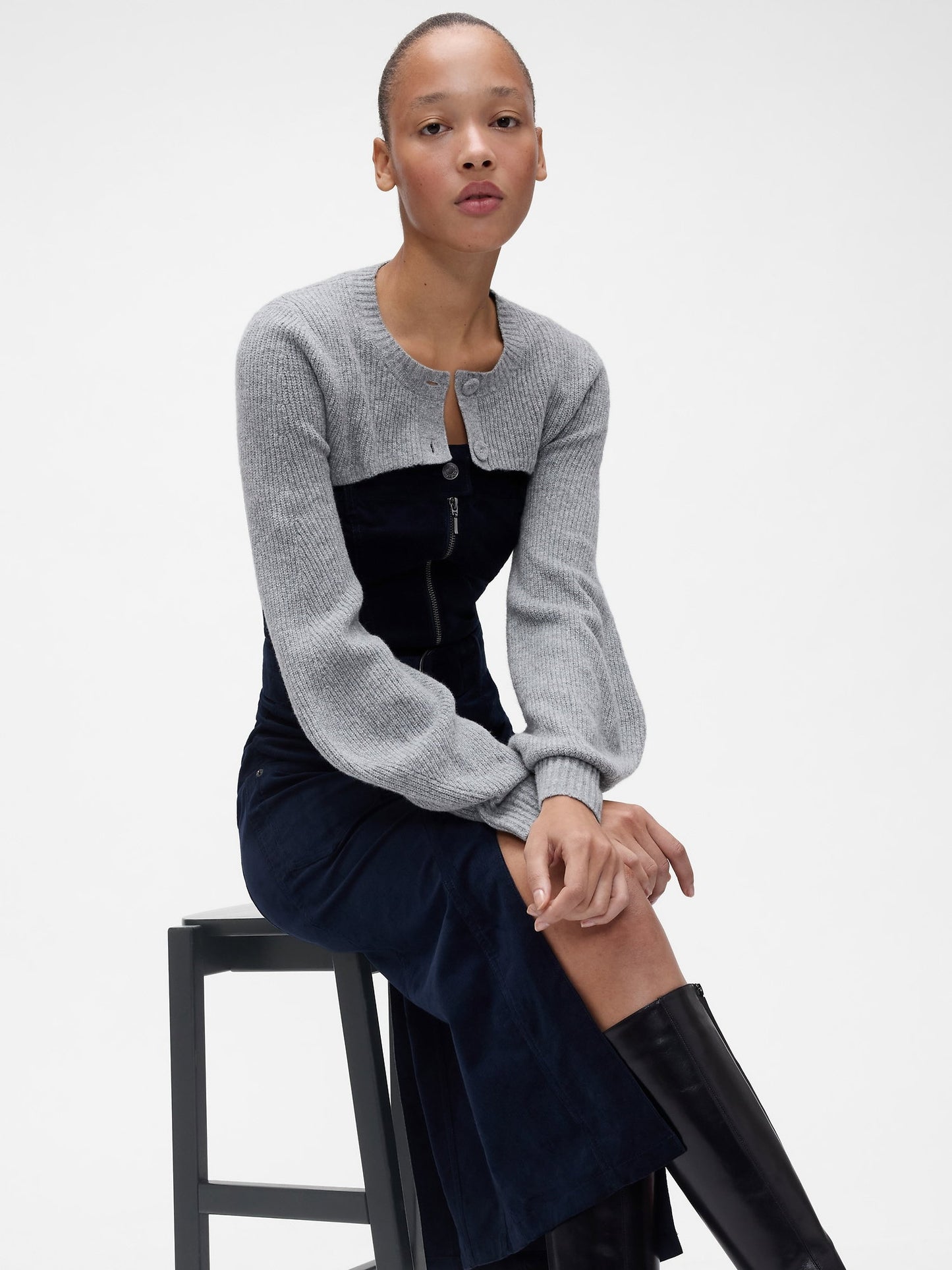 Gri Gapstudio Cashsoft Shrunken Crop Hırka