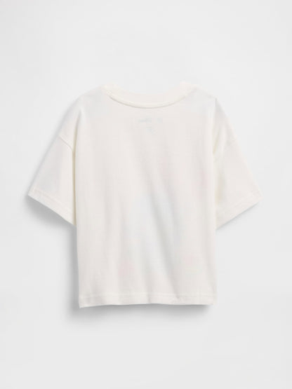 Kırık Beyaz Relaxed Grafikli T-shirt