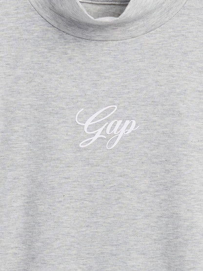 Gri Crop Gap Logo Mockneck T-shirt