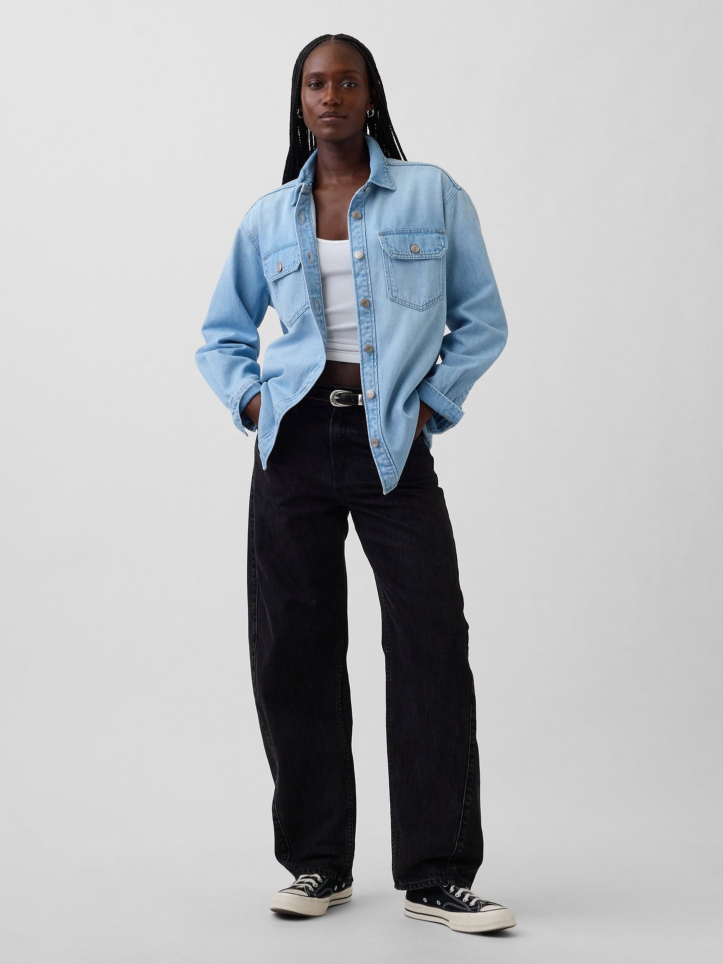 Açık Mavi Denim Western Gömlek Ceket