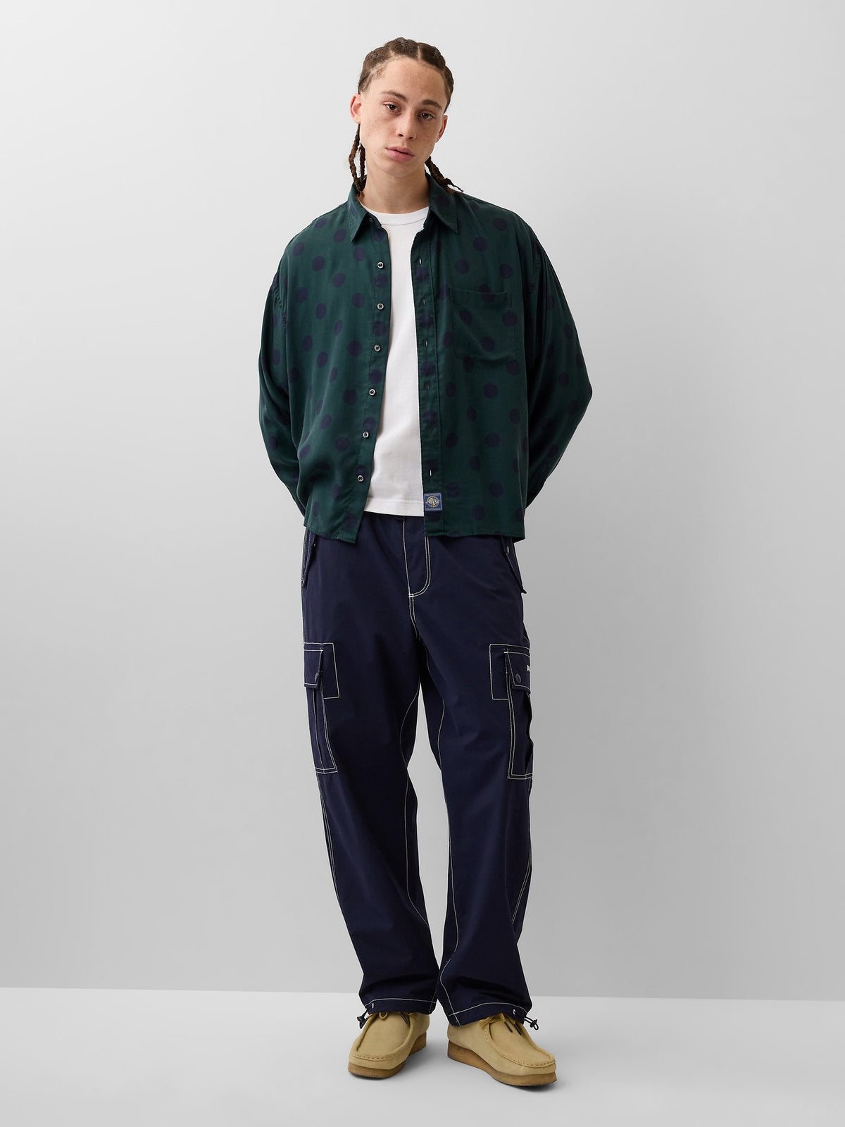 Koyu Yeşil Gap × Awake Ny Twill Dotted Big Gömlek