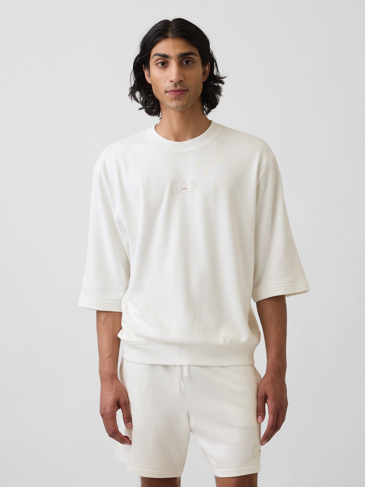 Beyaz Oversized Gap Logo Fransız Havlu Kumaş T-shirt