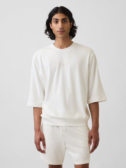 Beyaz Oversized Gap Logo Fransız Havlu Kumaş T-shirt
