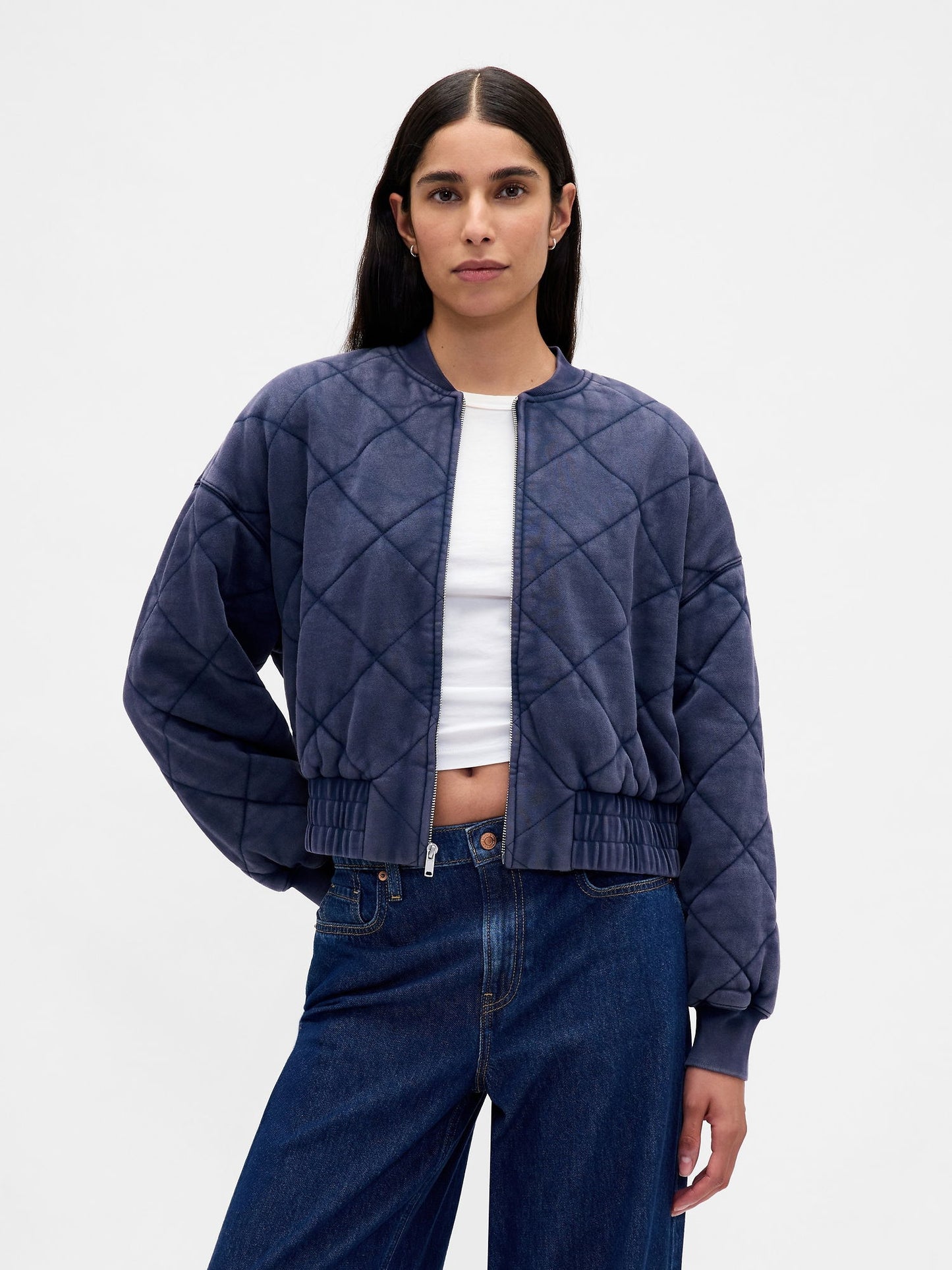 Lacivert Vintagesoft Yastıklı Bomber Ceket