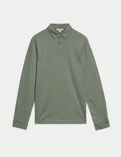 Saf Pamuklu Supima:registered: Uzun Kol Polo T-shirt