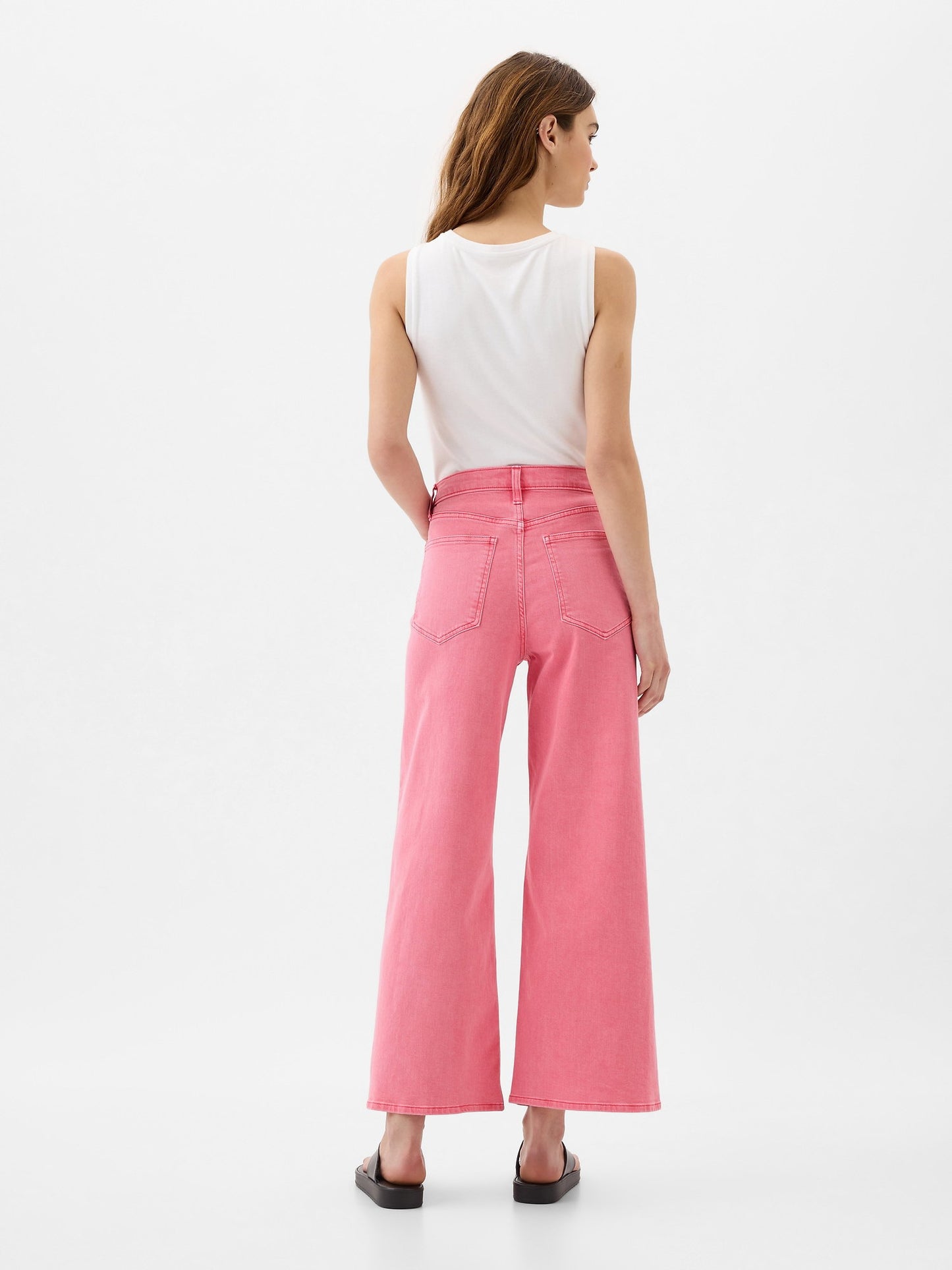 Pembe High Rise Wide-leg Crop Jean Pantolon