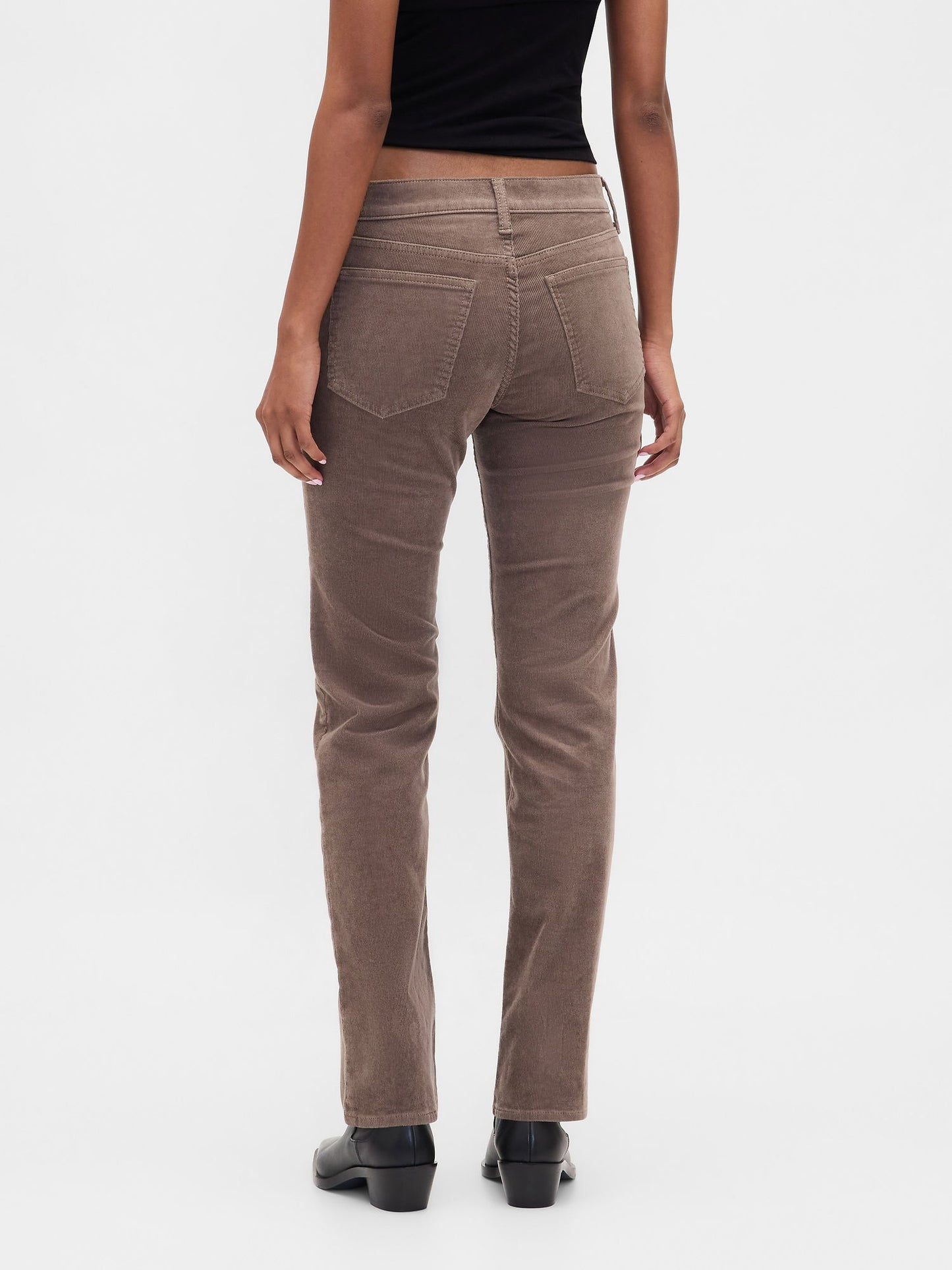 Açık Kahverengi Low Rise Kadife '90s Slim Pantolon