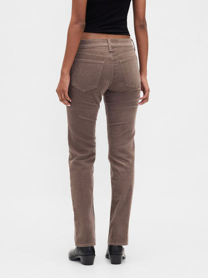 Açık Kahverengi Low Rise Kadife '90s Slim Pantolon
