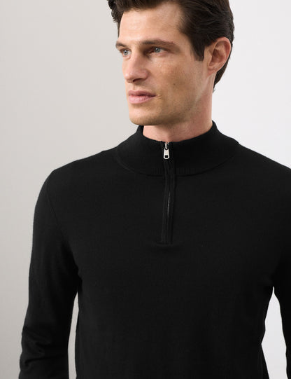 Pure Extra Merino Yün Yarım Fermuarlı Kazak