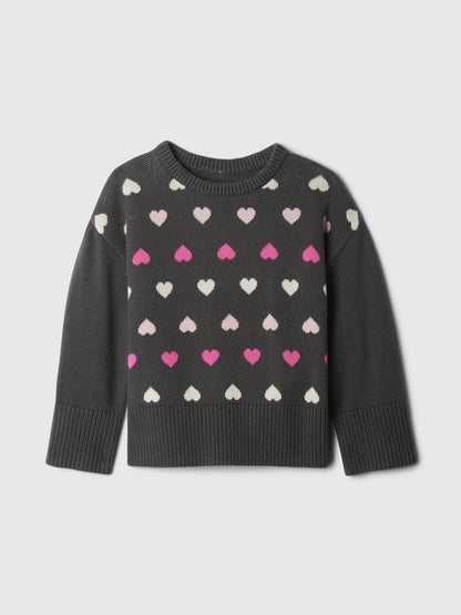 Siyah Babygap 24/7 Bölünmüş Kenar Intarsia Kazak