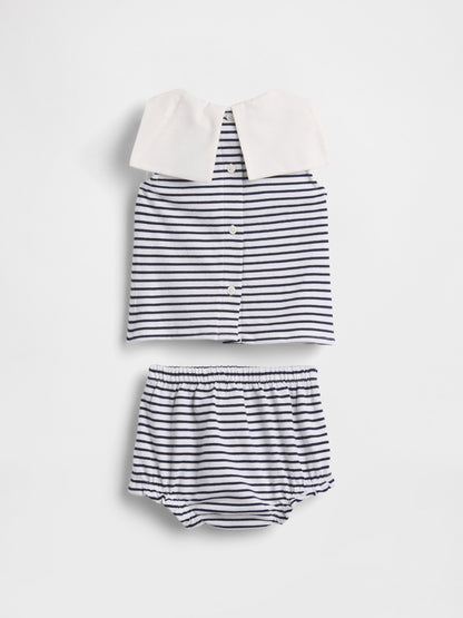 Lacivert Baby Organik Pamuk Denizci Outfit Set