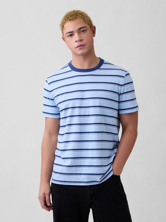 Açık Mavi Relaxed Bisiklet Yaka T-shirt