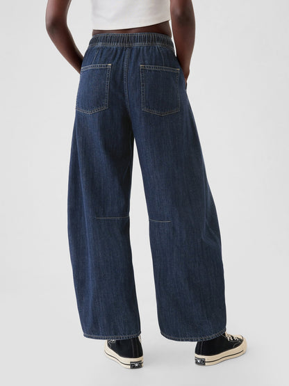 Lacivert Mid Rise Easy Horseshoe Jean Pantolon