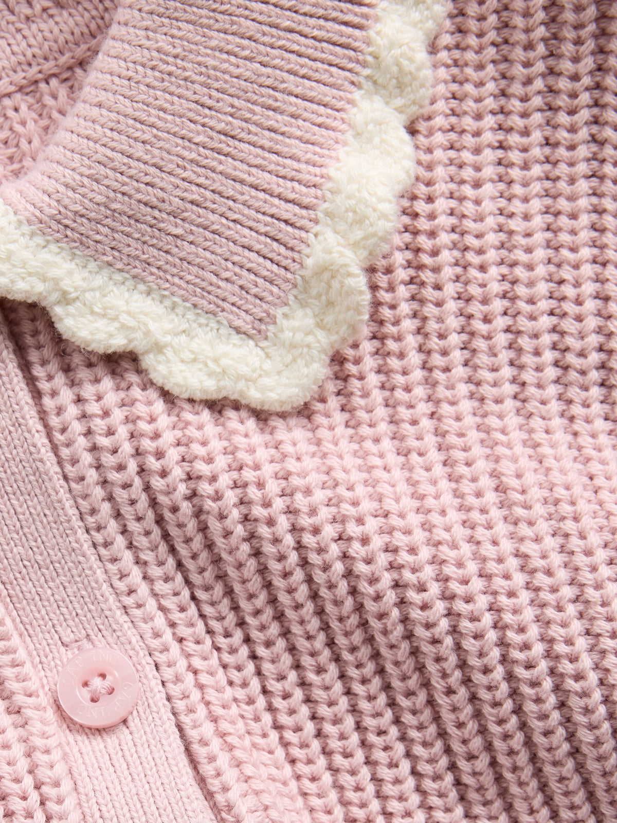 Pembe Polo Yaka Detaylı Triko Hırka