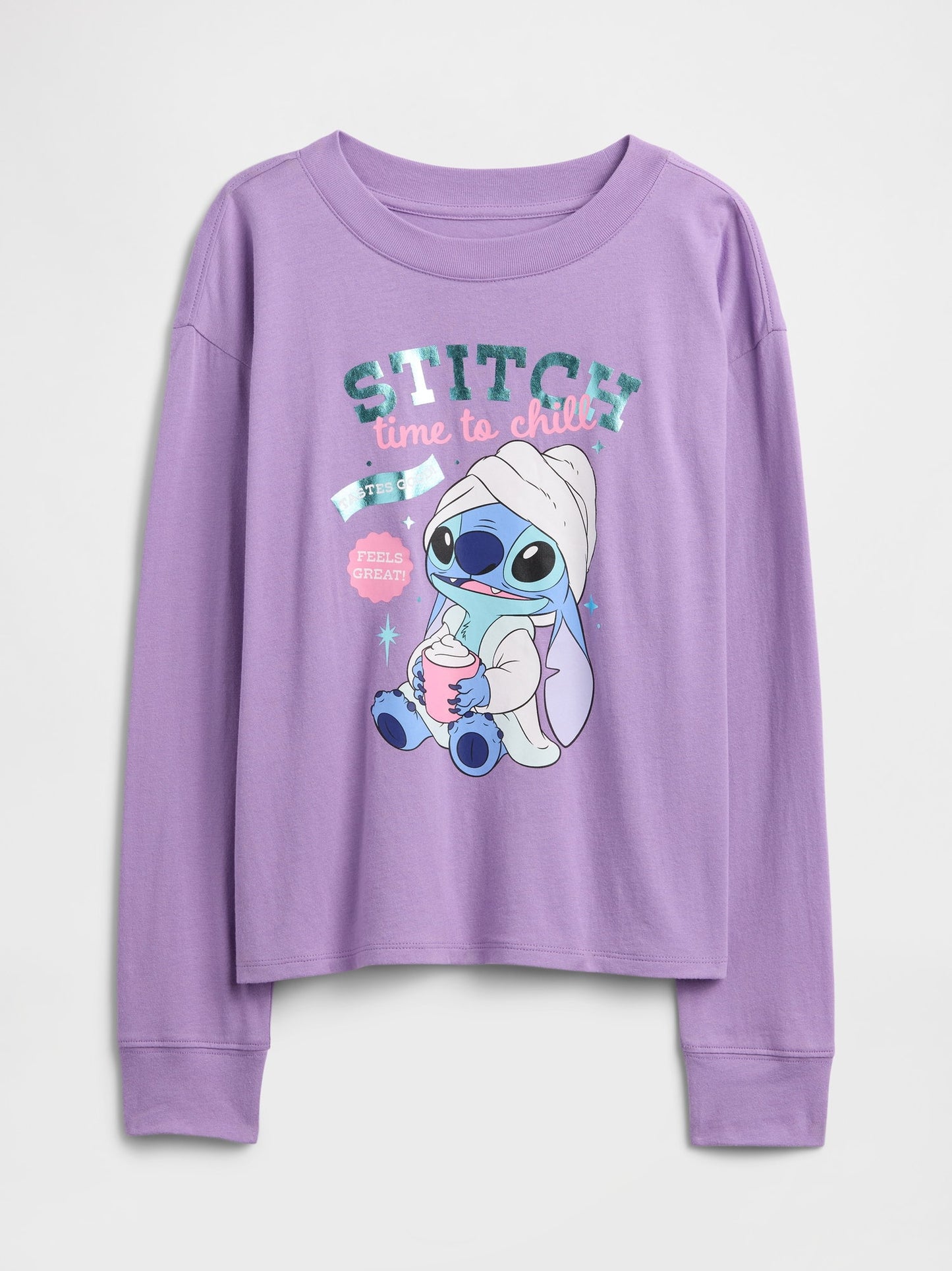 Lila Disney Lilo Ve Stitch Oversized Grafik Baskılı T-shirt