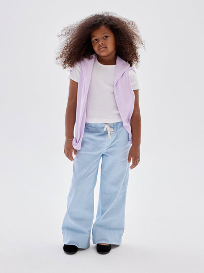 Açık Mavi Stripe Pull-on Wide-leg Pantolon