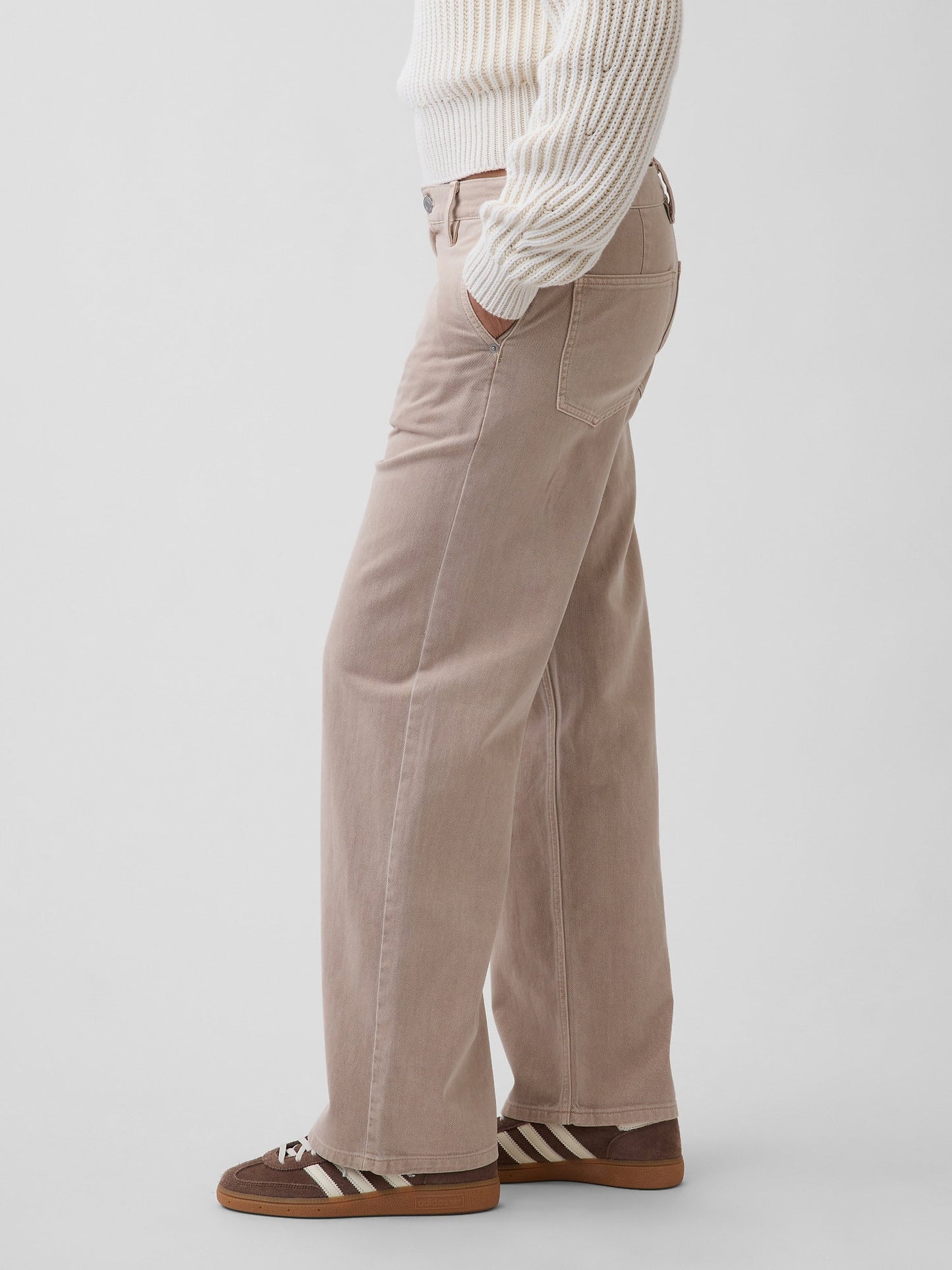 Bej Low Rise '90s Loose Khaki Pantolon