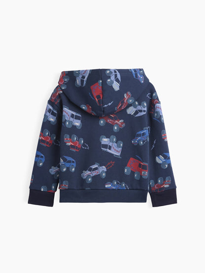 Lacivert Relaxed Logo Fermuarlı Sweatshirt
