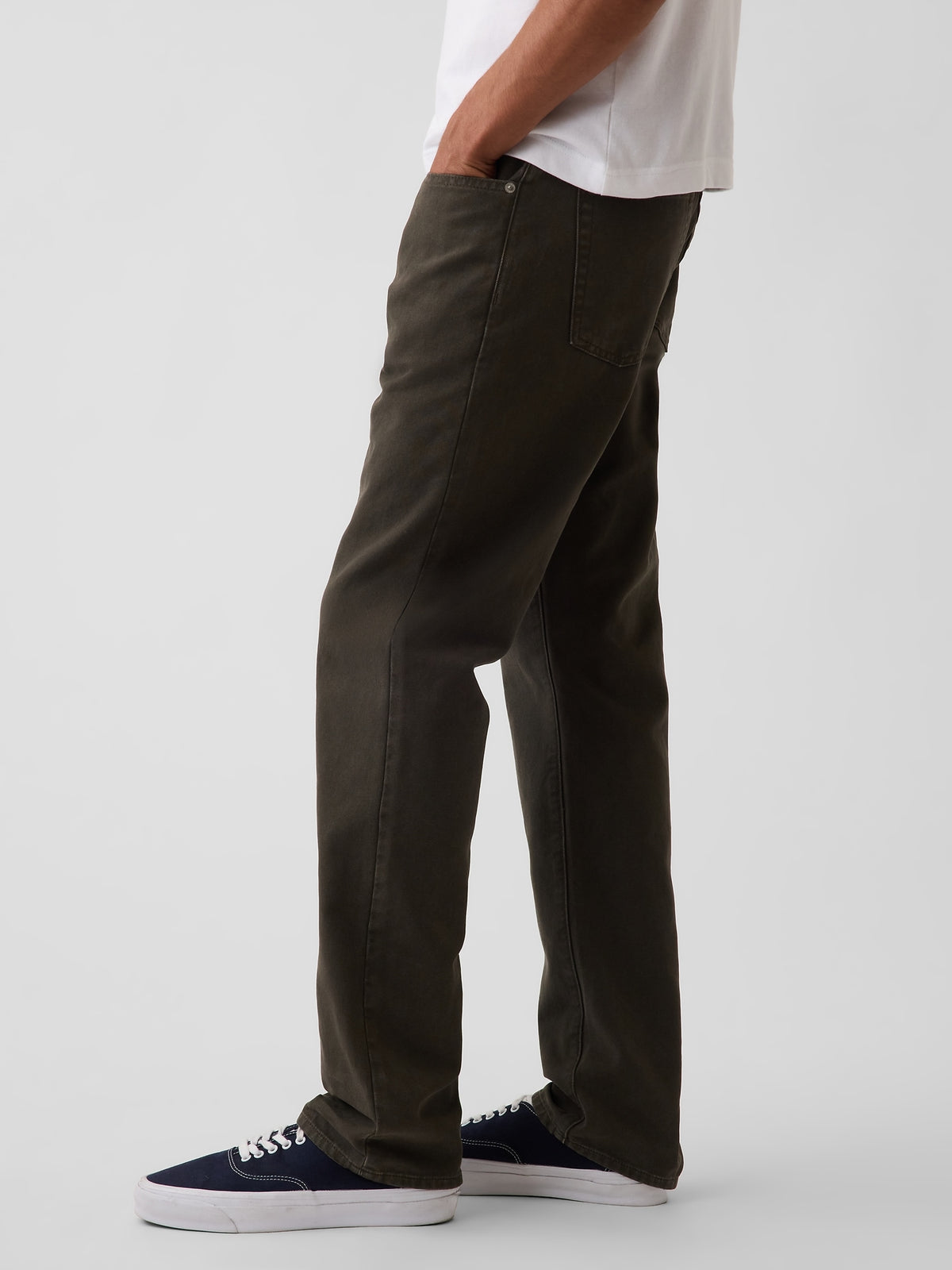 Koyu Yeşil Kanvas Relaxed Straight Jean Pantolon