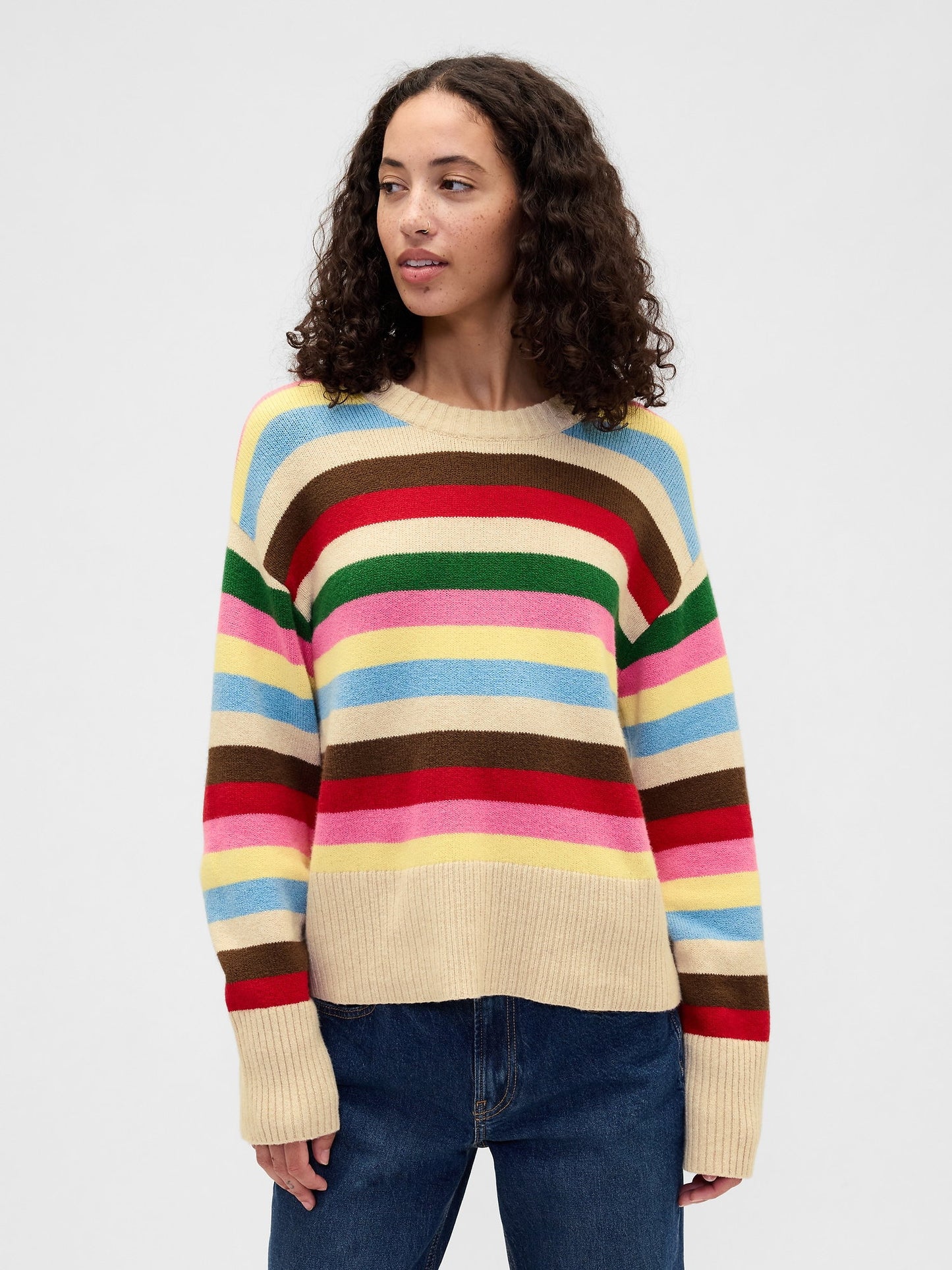 Çok Renkli Cashsoft Relaxed Bisiklet Yaka Tunik Kazak