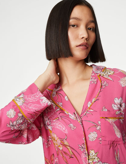 Çiçek Desenli Uzun Kollu Pijama Üstü