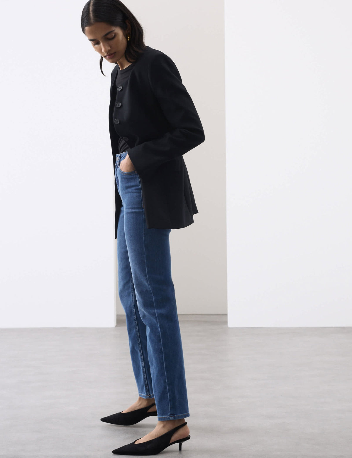 Yüksek Belli Straight Leg Jean