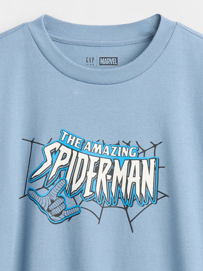 Açık Mavi Marvel Relaxed Grafik T-shirt