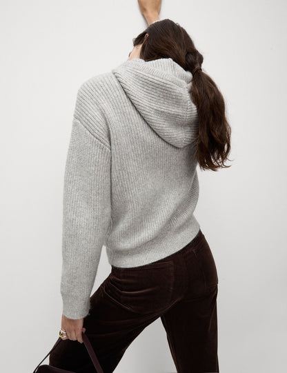 Kapüşonlu Örme Sweatshirt