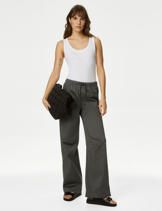 Relaxed Fit Yüksek Bel Paraşüt Pantolon
