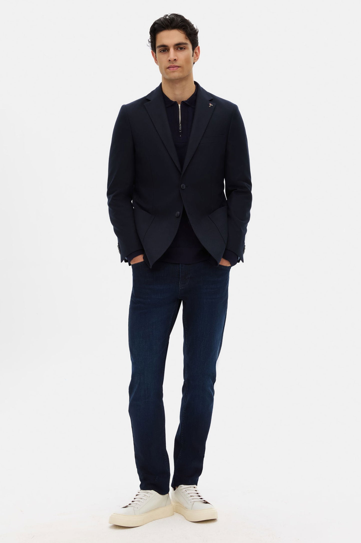 Tween Slim Fit Lacivert Diyogonal Kumaş Ceket