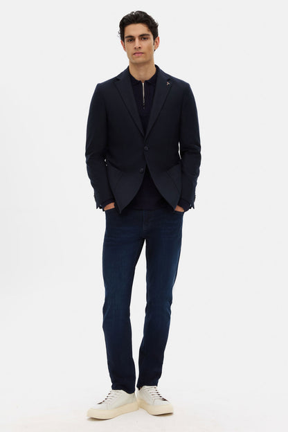 Tween Slim Fit Lacivert Diyogonal Kumaş Ceket