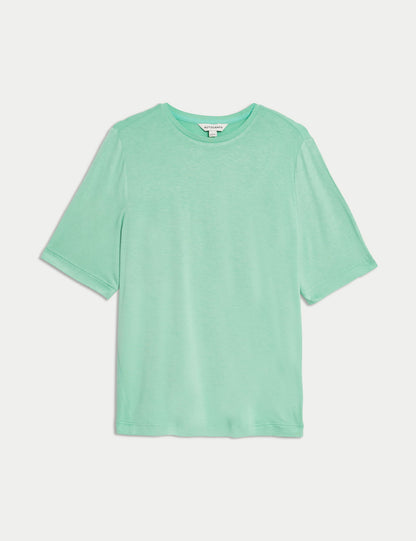 Relaxed Fit Kısa Kollu Örme T-shirt