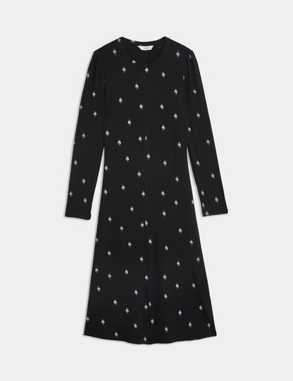 Jersey Desenli Midi Elbise