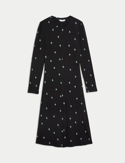 Jersey Desenli Midi Elbise