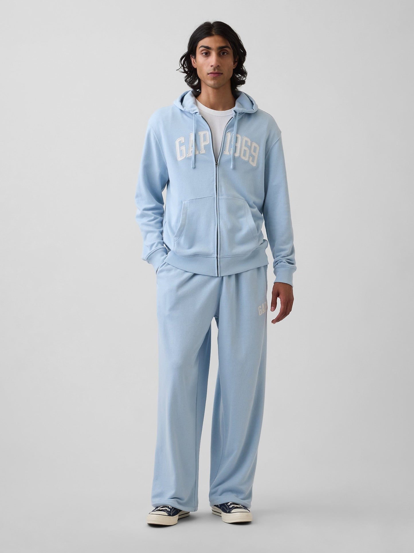 Açık Mavi Fransız Havlu Kumaş Baggy Gap 1969 Logo Sweat Pantolon