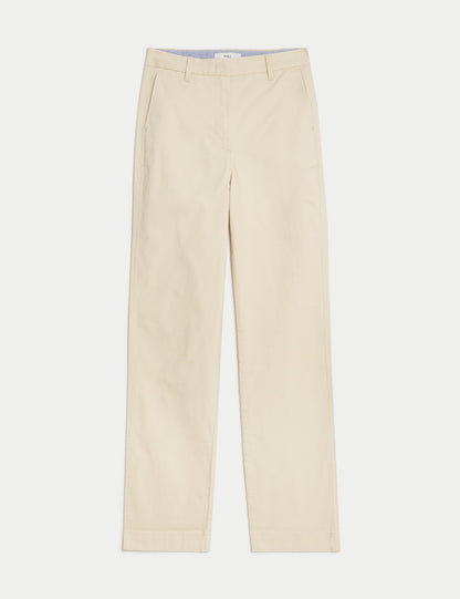 Yüksek Bel Straight Leg Chino Pantolon