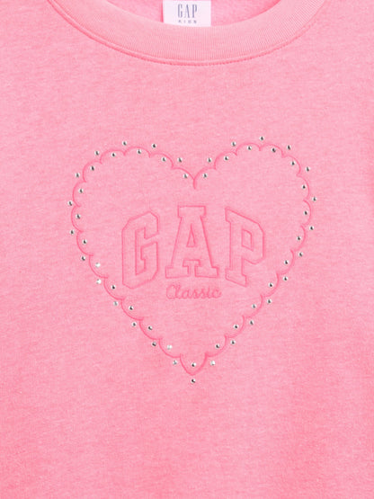 Pembe Oversized Gap Logo Grafik Baskılı Sweatshirt