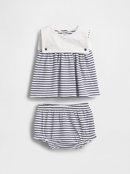 Lacivert Baby Organik Pamuk Denizci Outfit Set
