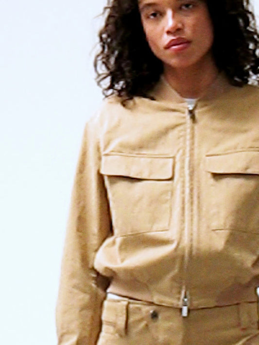 Bej Gap × Victoria Beckham Bomber Ceket