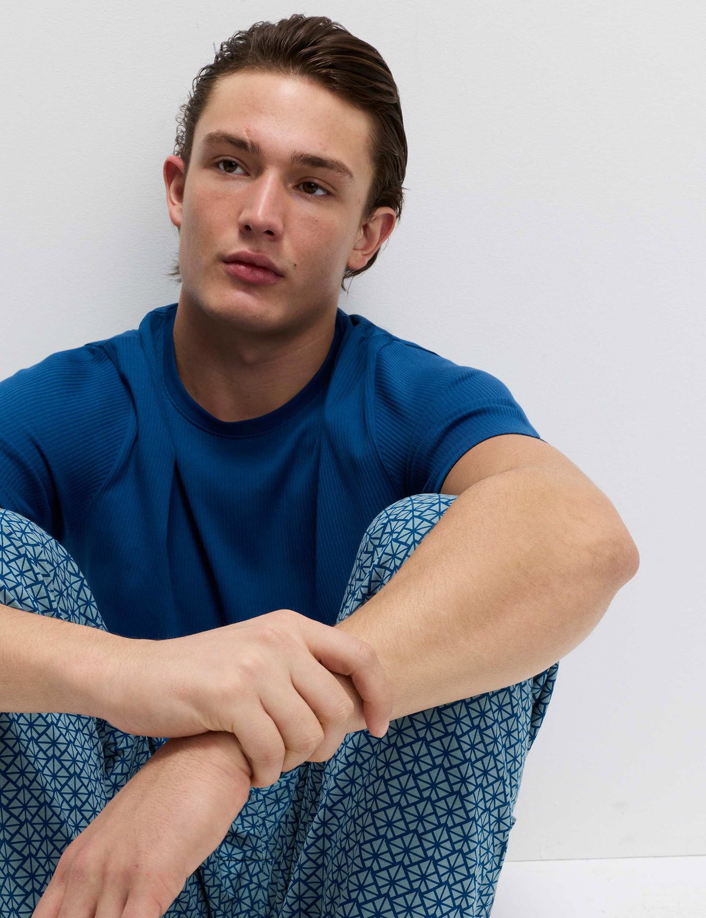 Saf Pamuklu Geometrik Desenli Pijama Takımı
