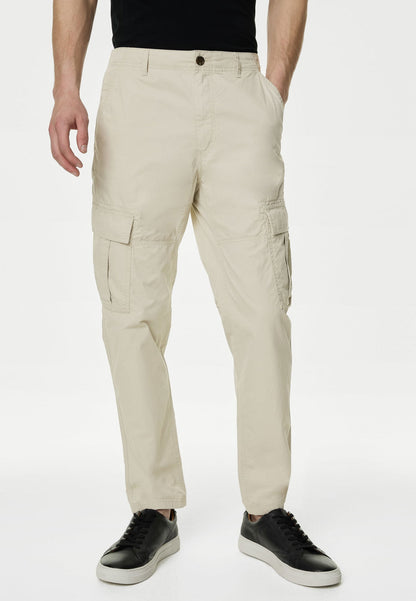 Saf Pamuklu Tapered Fit Kargo Pantolon