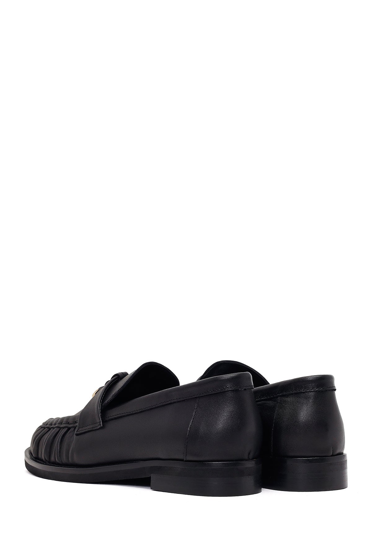 Kadın Siyah Deri Maskülen Loafer