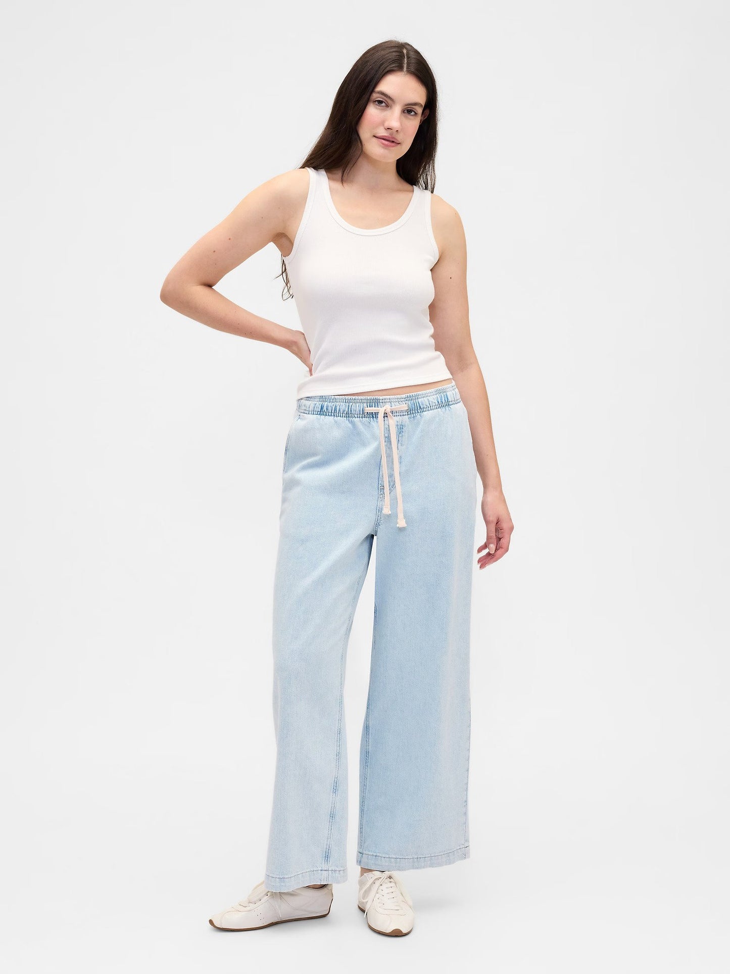 Açık Mavi High Rise Pull-on Wide-leg Jean Pantolon