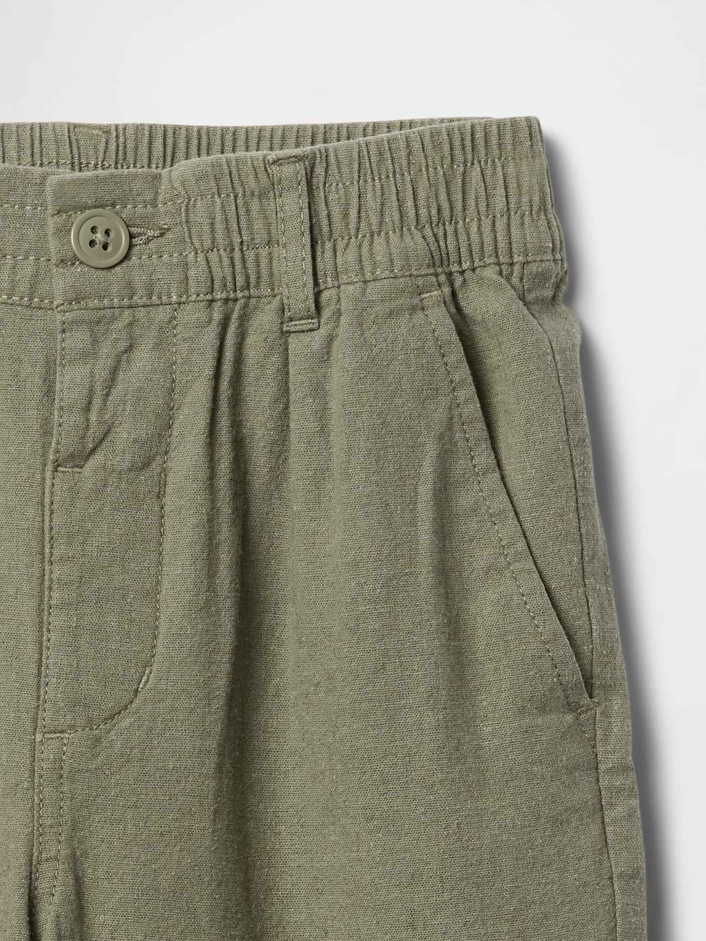 Haki Keten Karışımlı Pantolon