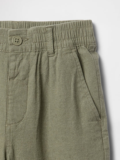 Haki Keten Karışımlı Pantolon