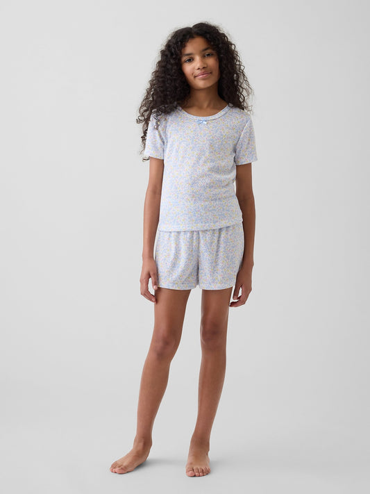 Beyaz Recycled Pointelle Pijama T-shirt Üst