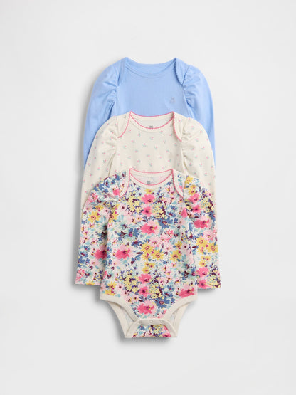 Çiçek Desenli First Favorites Organik Pamuk Bodysuit (3’lü)