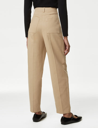 Regular Fit Yüksek Bel Chino Pantolon