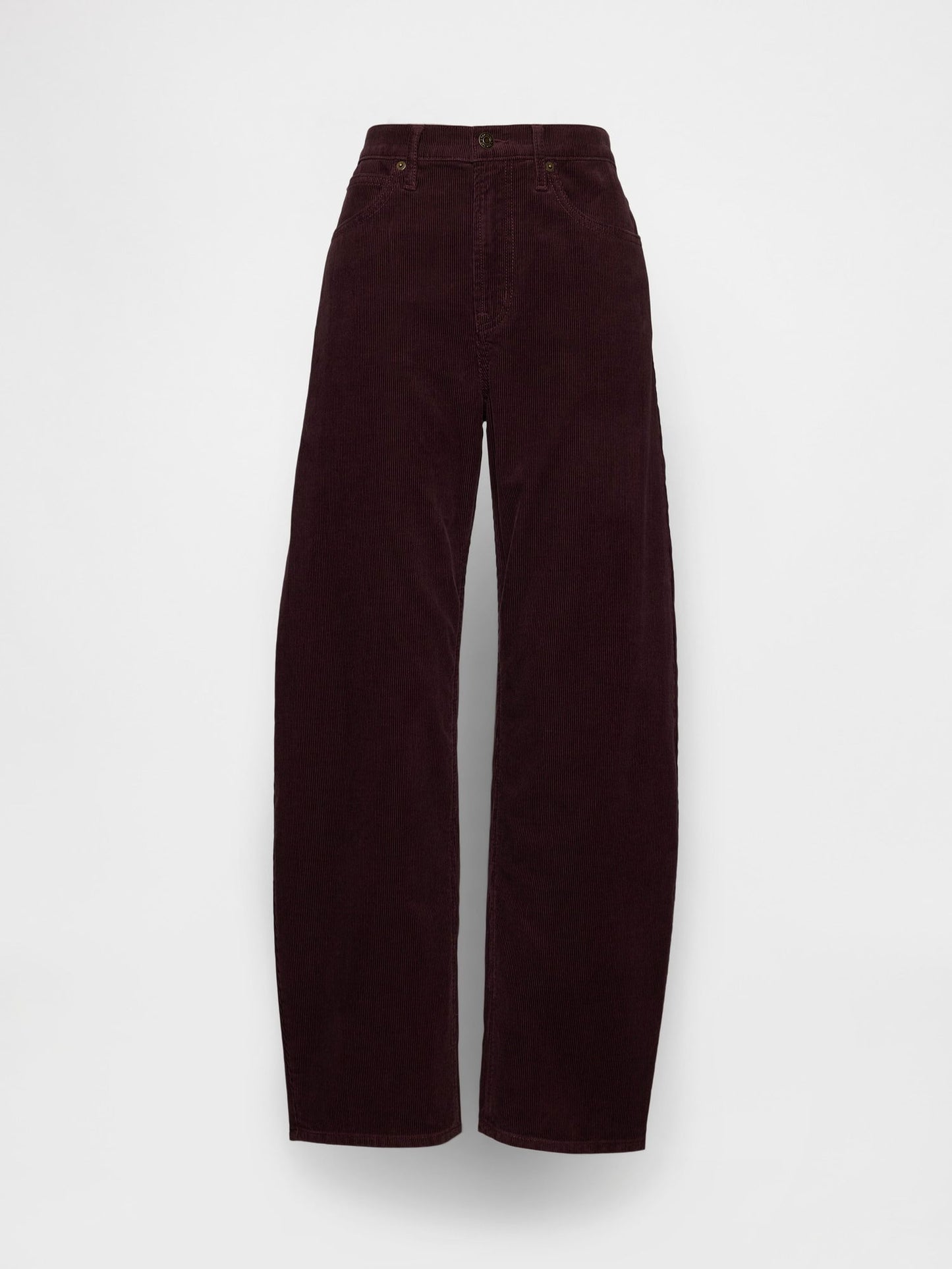 Bordo High Rise Kadife Barrel Pantolon